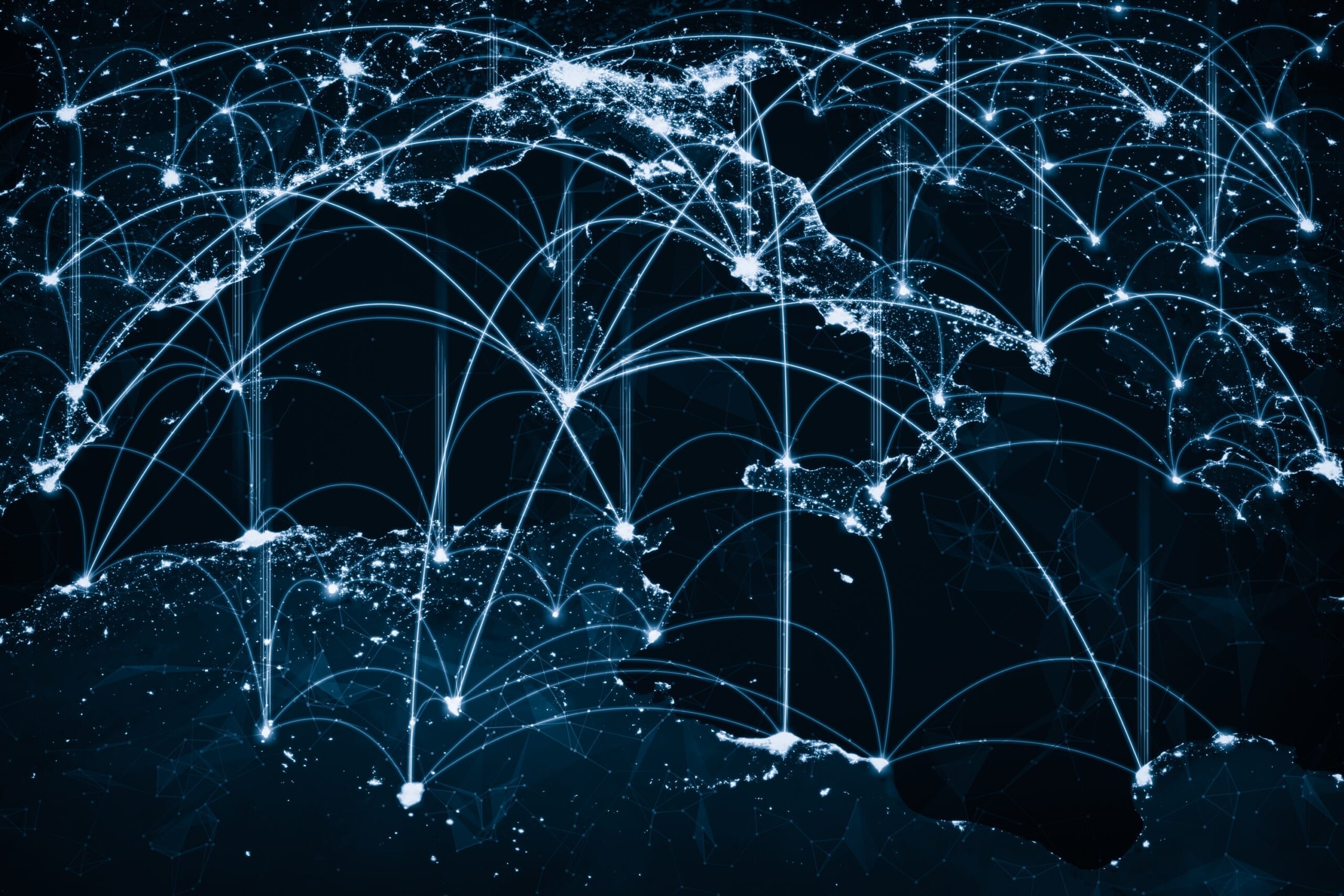 Europe network connection covering continent with lines of innovative perception